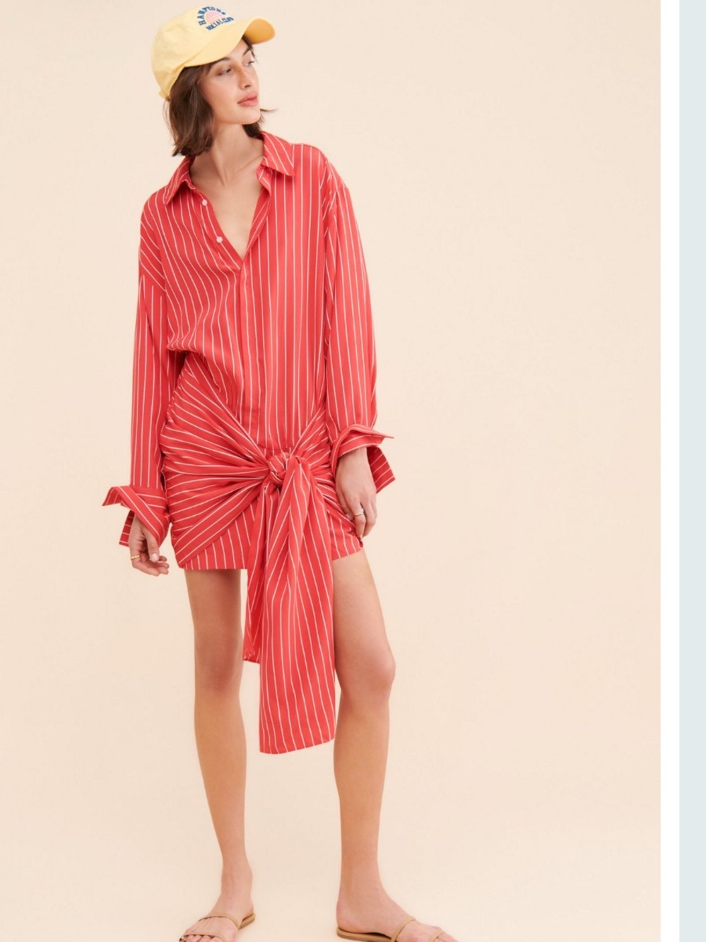 Bardot Striped Tie-Front Button dress - Picture 3 of 3